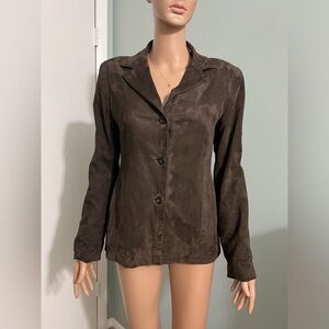 Michelangelo Italy Suede Jacket Women High Quality Leather Brown Size 40